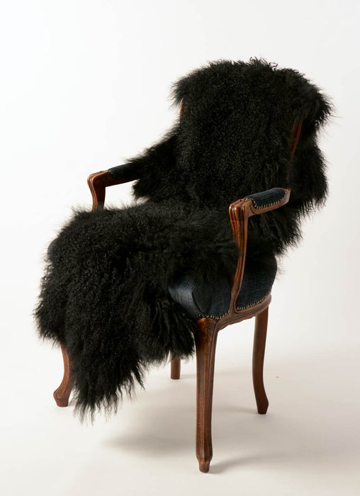 Double Tibetan lambskin rug dyed black