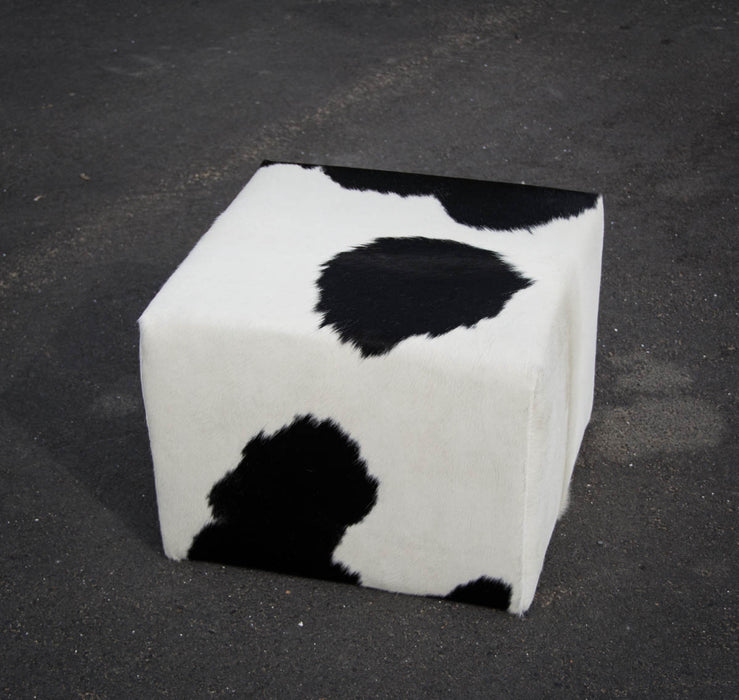 Cowhide cube footstool made in New Zealand