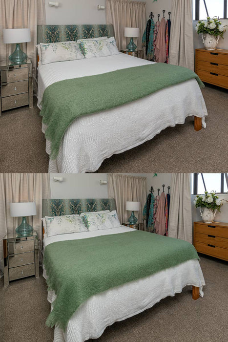 Mohair Throw Blanket NZ Olive Green