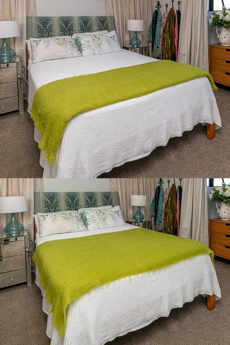 Mohair Throw Blanket NZ Pesto Green