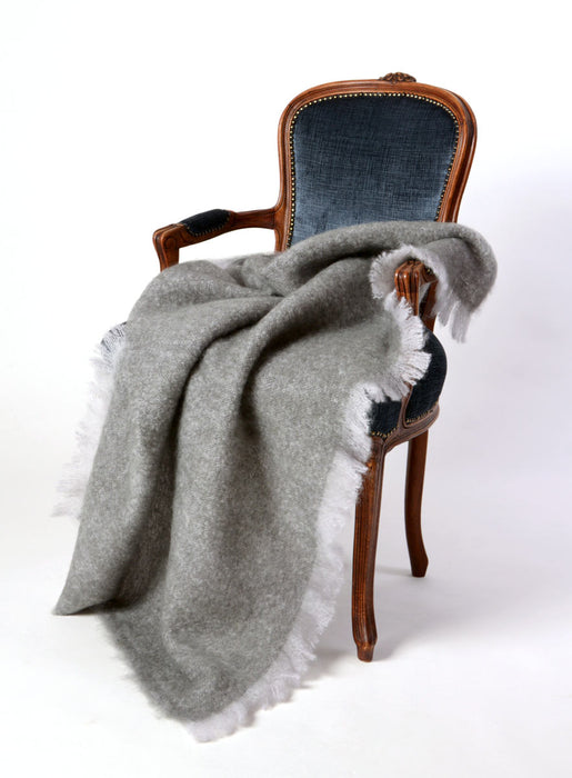 Mohair Throw Blanket - Pewter Grey