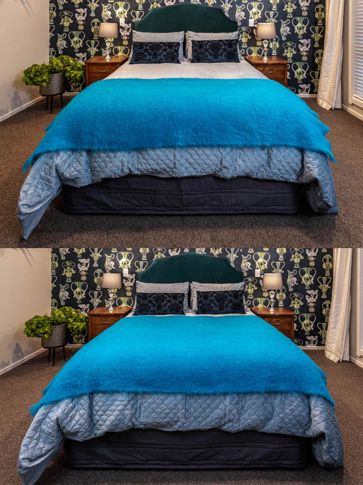 Mohair Blanket NZ Turquoise Blue
