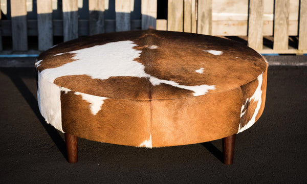 Round Cowhide Ottomans