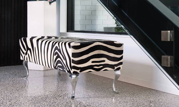 Zebra Cowhide Ottomans