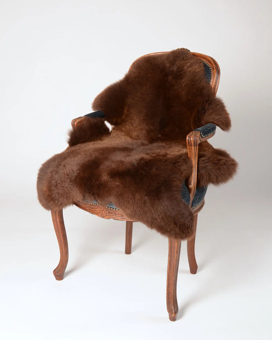 Reddish chocolate brown sheepskin rug #023