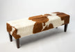 Brown and white cowhide bench stool NZ made