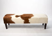 Brown and white cowhide bench stool NZ made