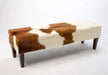 Brown and white cowhide bench stool NZ made