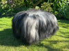 Grey Icelandic sheepskin footstool 