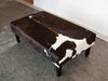 Chocolate brown and white cowhide ottoman by Gorgeous Creatures
