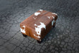 Cowhide Footstool with Low Wood Legs