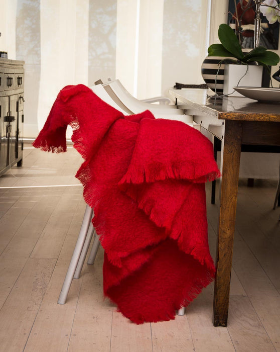 Scarlet red mohair blankets