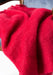 Bright red mohair chair throw detail