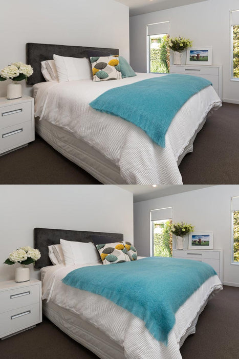 Mohair Throw Blanket NZ - Sea Spray 