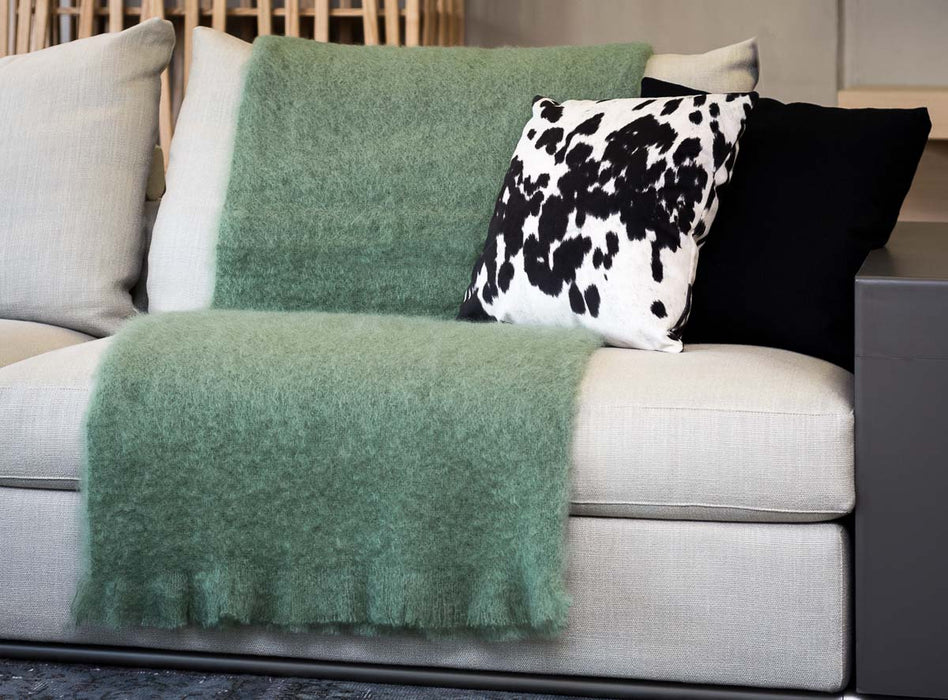 Olive or Sage Green Mohair Throw Blanket