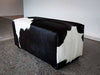Black and white cow skin ottoman small deep rectangle